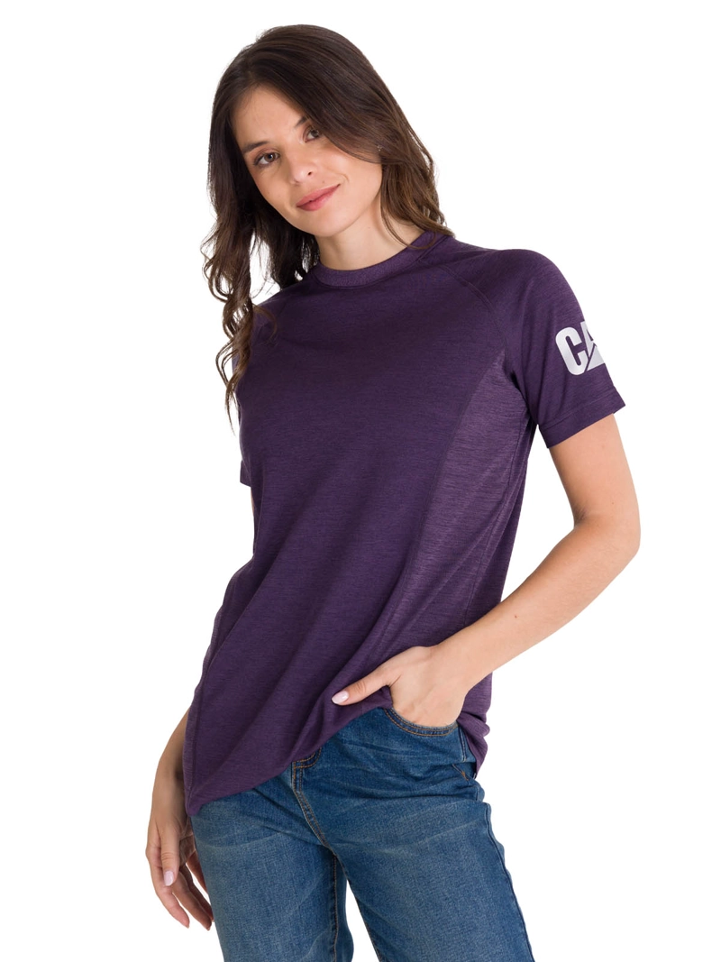 POLERA MCORTA LIGHTWEIGHT COOLING CREW MUJER PURPURA CAT - 1