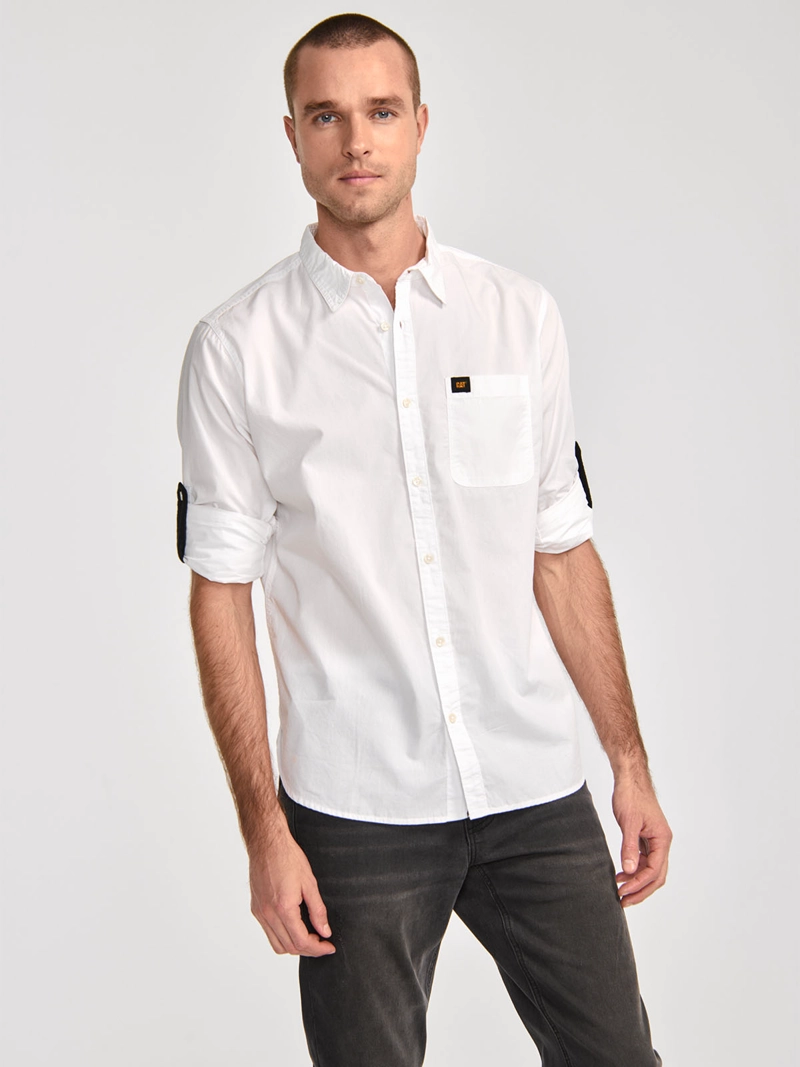 CAMISA MANGA LARGA CASUAL FUNDATION HOMBRE BLANCO CAT - 1
