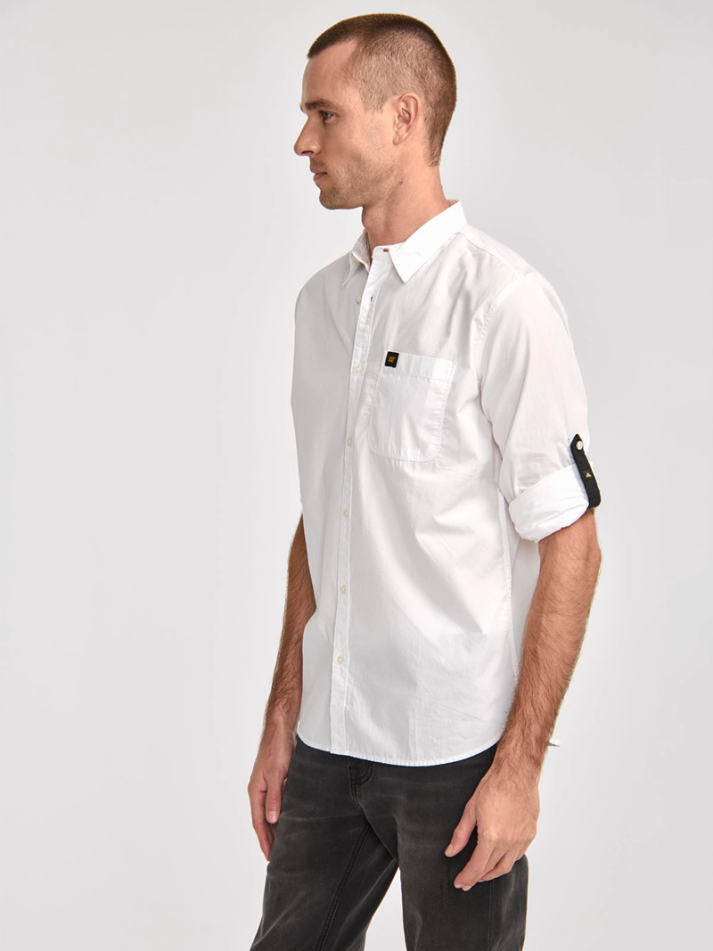 CAMISA MANGA LARGA CASUAL FUNDATION HOMBRE BLANCO CAT - 5