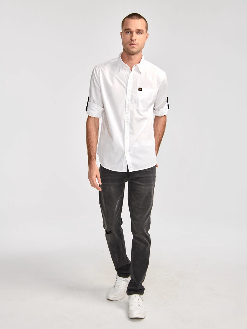 CAMISA MANGA LARGA CASUAL FUNDATION HOMBRE BLANCO CAT - 7