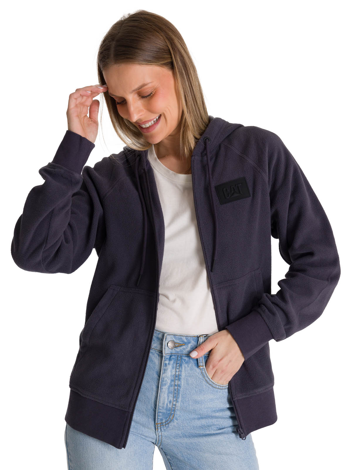 POLERÓN UNISEX MICROFLEECE FULL ZIP HOMBRE GRIS CAT - 1