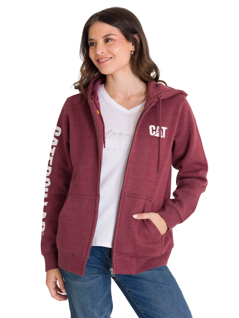 POLERON FULL ZIP TRADEMARK BANNER COLOR ROJO MUJER CAT - 1