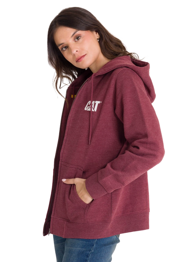 POLERON FULL ZIP TRADEMARK BANNER COLOR ROJO MUJER CAT - 2