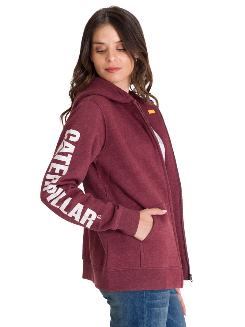 POLERON FULL ZIP TRADEMARK BANNER COLOR ROJO MUJER CAT - 4
