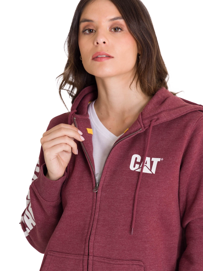 POLERON FULL ZIP TRADEMARK BANNER COLOR ROJO MUJER CAT - 6