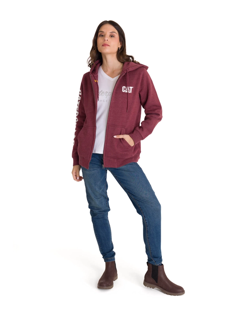 POLERON FULL ZIP TRADEMARK BANNER COLOR ROJO MUJER CAT - 7