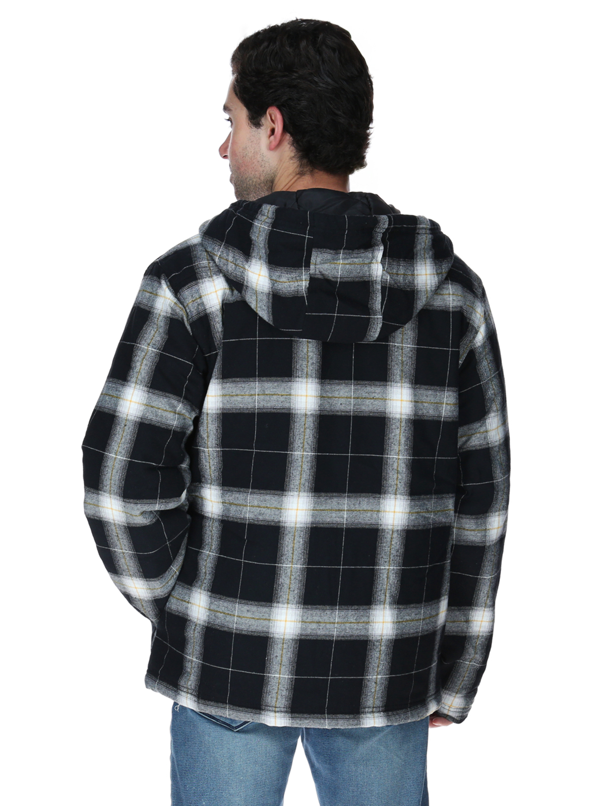 CHAQUETA HOODED FLANNEL HOMBRE EN COLOR NEGRO Y EN COLOR BLANCO CAT - 4