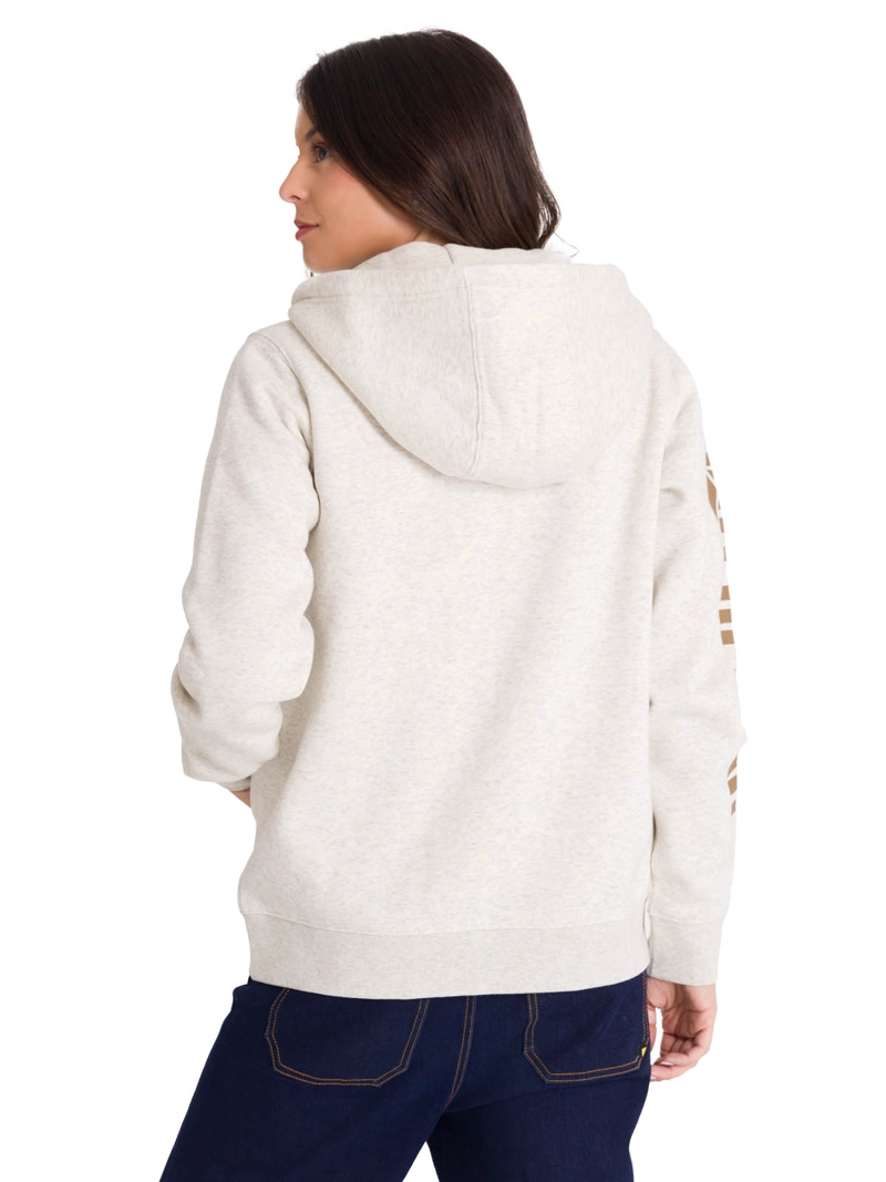 POLERON FULL ZIP TRADEMARK BANNER MUJER BEIGE CAT - 5