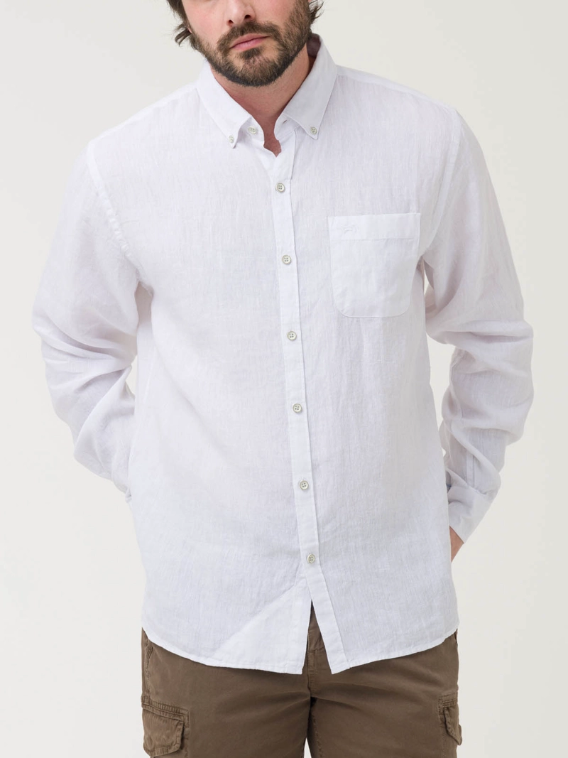 CAMISA LINO ORGANICO HOMBRE LINENTEX BLANCO ROCKFORD - 5