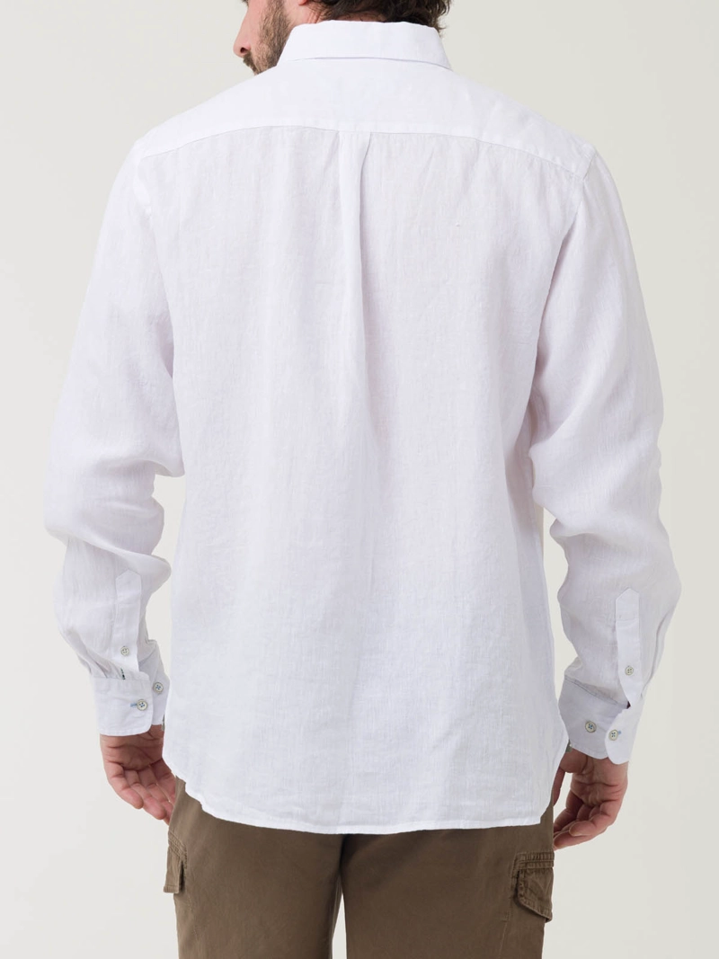 CAMISA LINO ORGANICO HOMBRE LINENTEX BLANCO ROCKFORD - 6