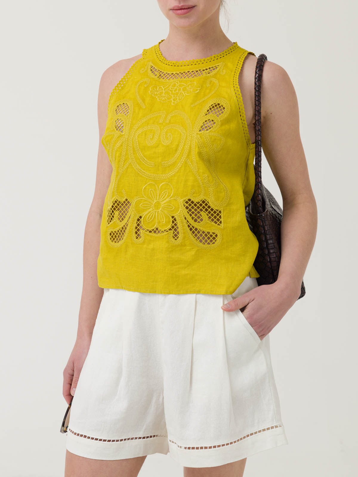 BLUSA LINO ORGÁNICO MUJER CLEEP EN COLOR AMARILLO ROCKFORD - 5