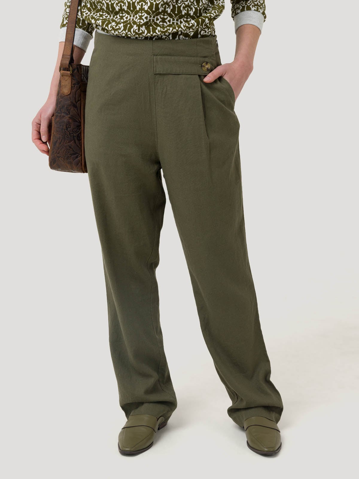 PANTALÓN LINO ORGÁNICO MUJER DANUBIO VERDE ROCKFORD - 5