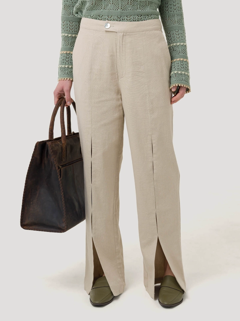 PANTALON LINO ORGANICO MUJER LOCH BEIGE ROCKFORD - 5