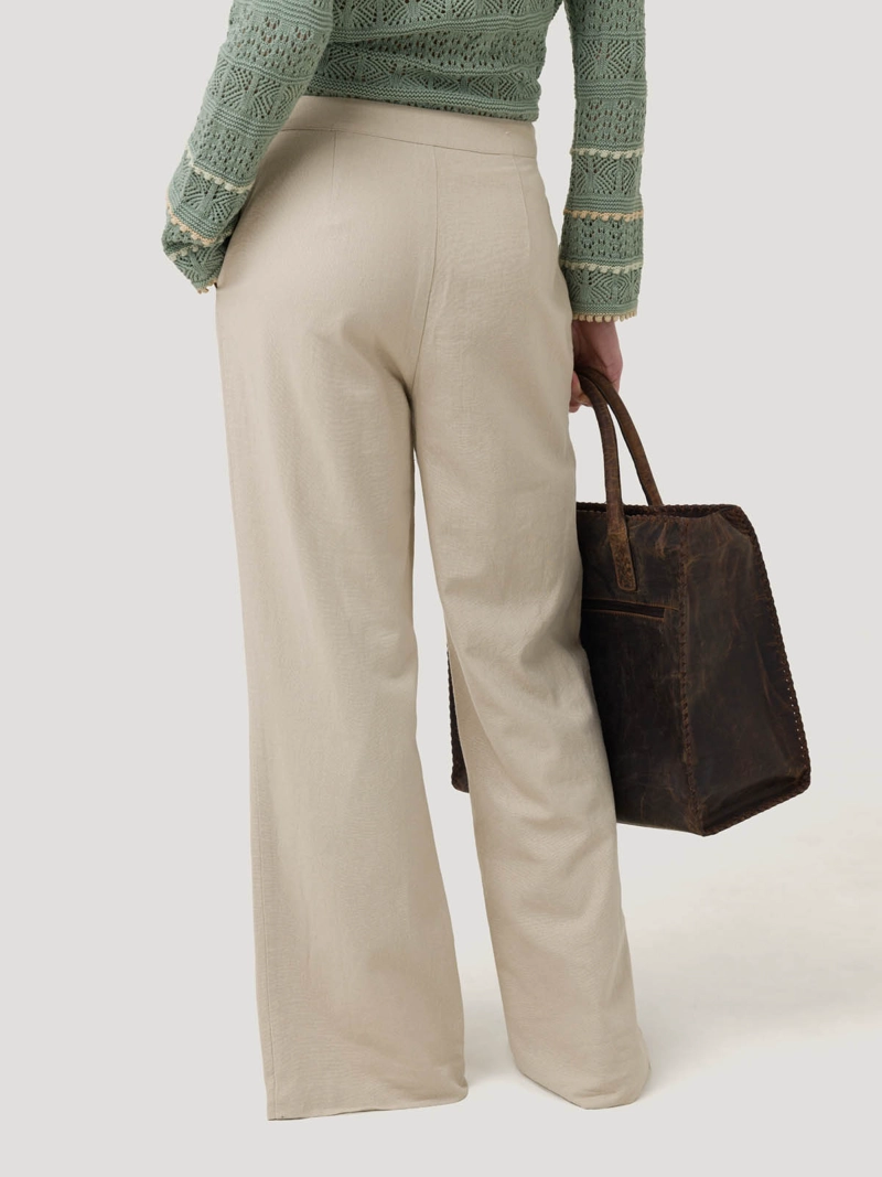 PANTALON LINO ORGANICO MUJER LOCH BEIGE ROCKFORD - 6