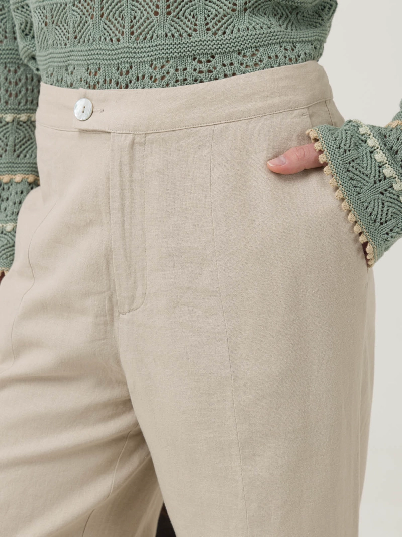 PANTALON LINO ORGANICO MUJER LOCH BEIGE ROCKFORD - 7