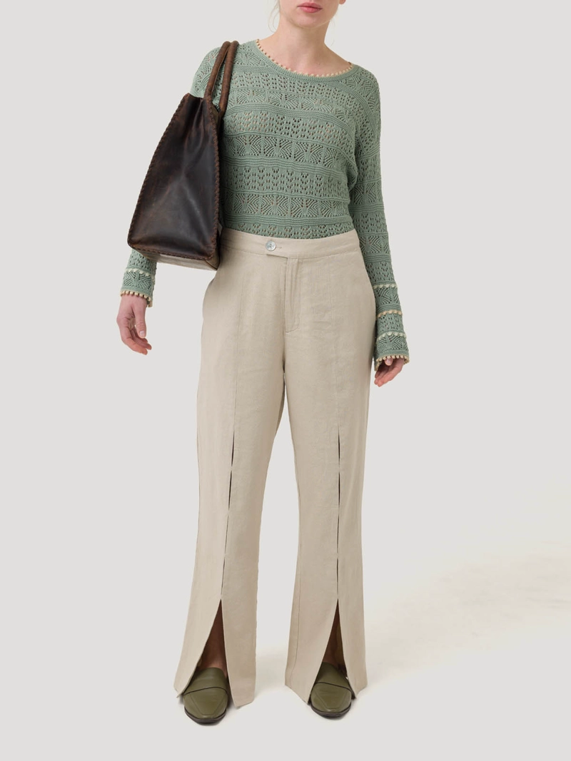 PANTALON LINO ORGANICO MUJER LOCH BEIGE ROCKFORD - 8