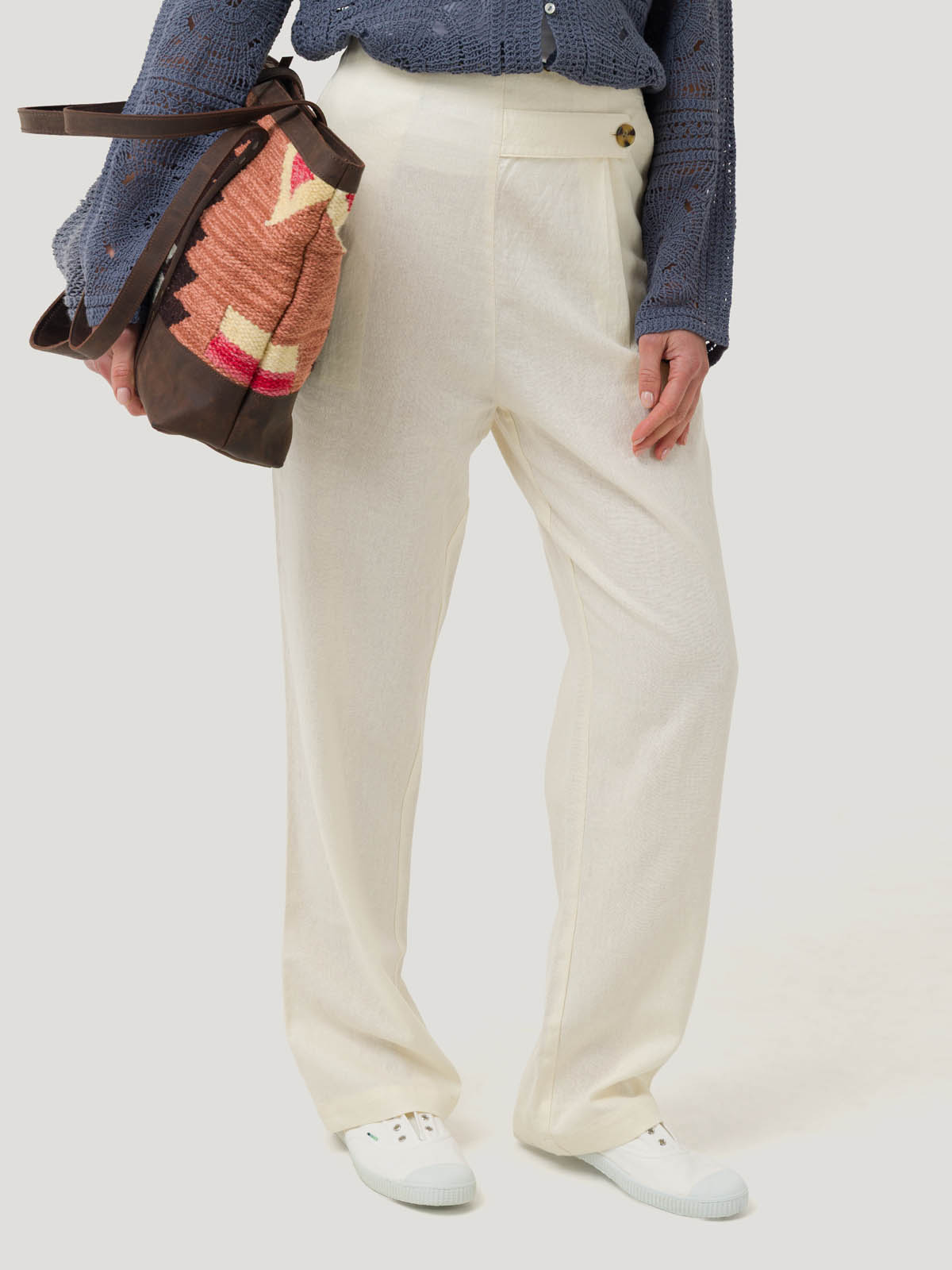 PANTALÓN LINO ORGÁNICO MUJER DANUBIO EN COLOR BLANCO ROCKFORD - 5