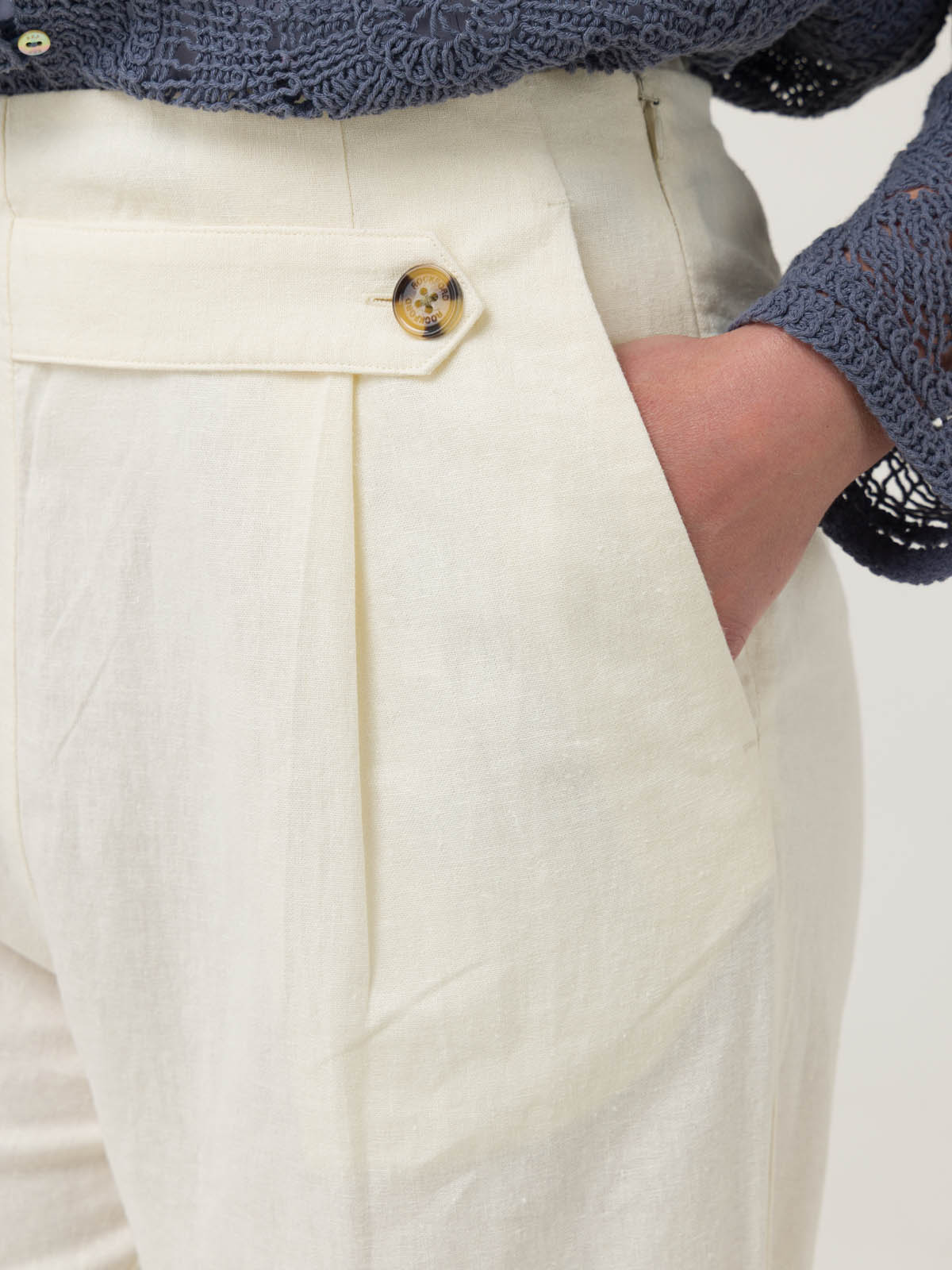 PANTALÓN LINO ORGÁNICO MUJER DANUBIO EN COLOR BLANCO ROCKFORD - 7