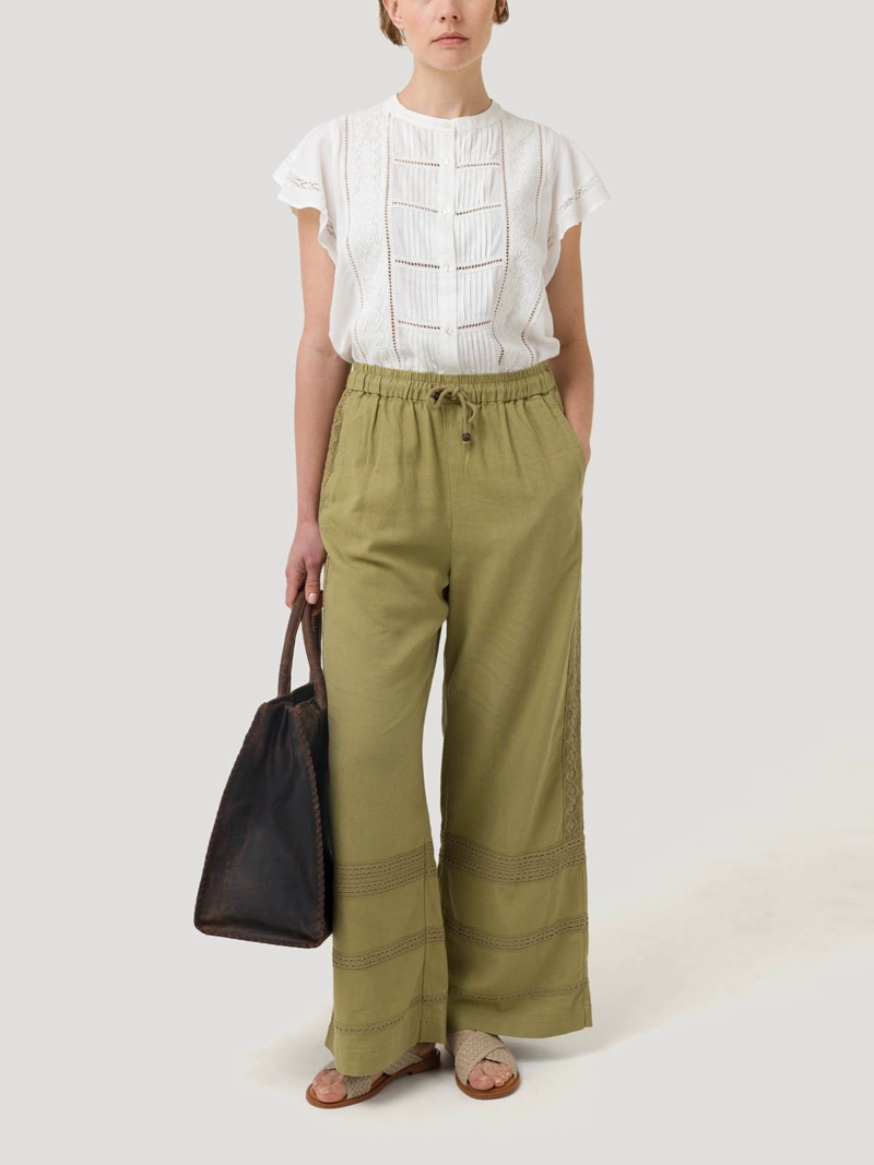 PANTALON LINO ORGANICO MUJER AVA BEIGE ROCKFORD - 9