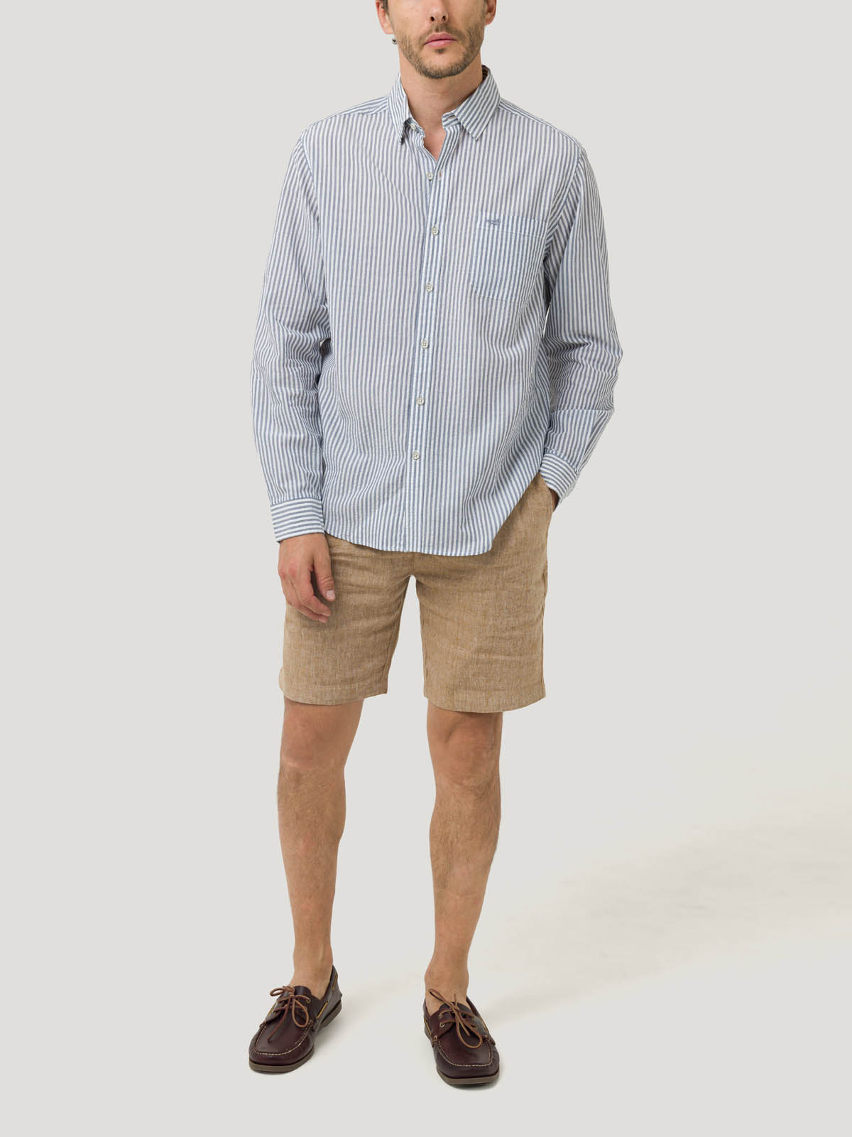 CAMISA ALGODÓN ORGÁNICO HOMBRE RAYA AZUL ROCKFORD - 8