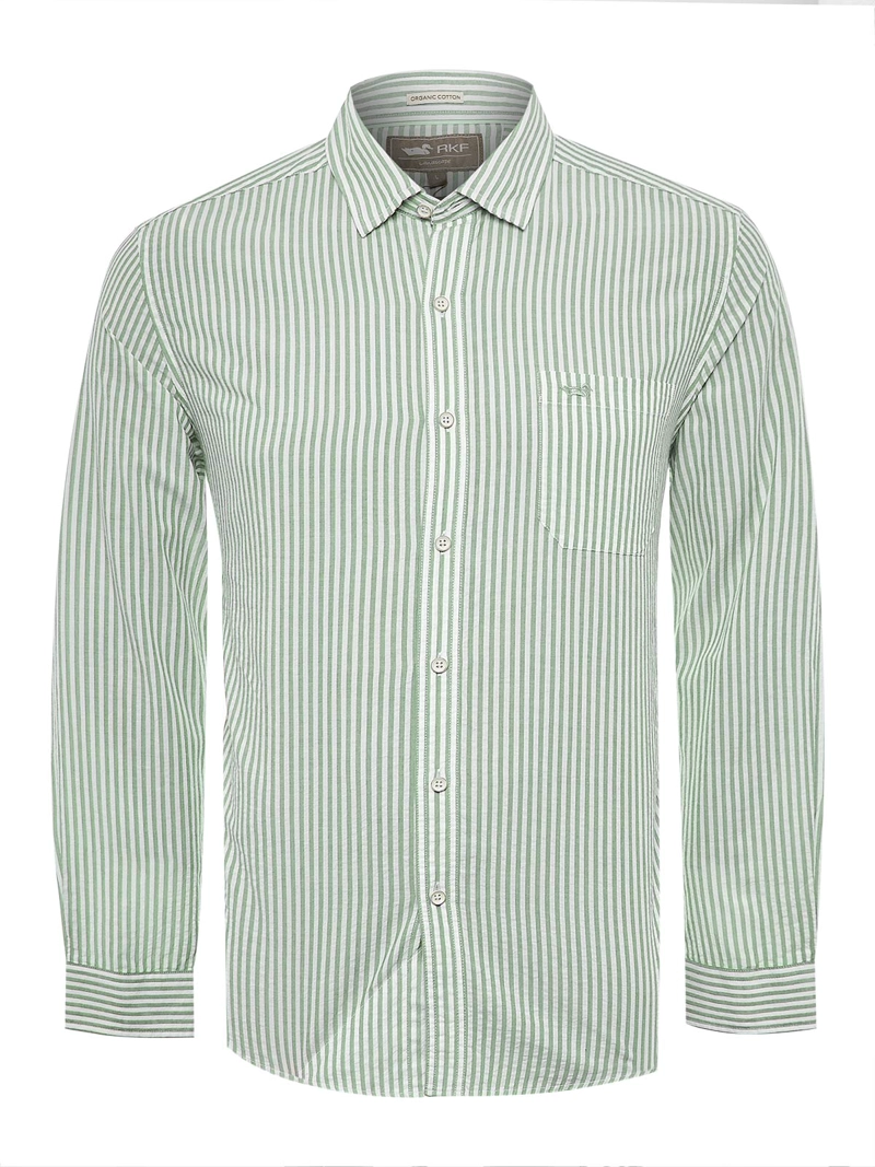 CAMISA ALGODON ORGANICO HOMBRE RAYA VERDE ROCKFORD - 1