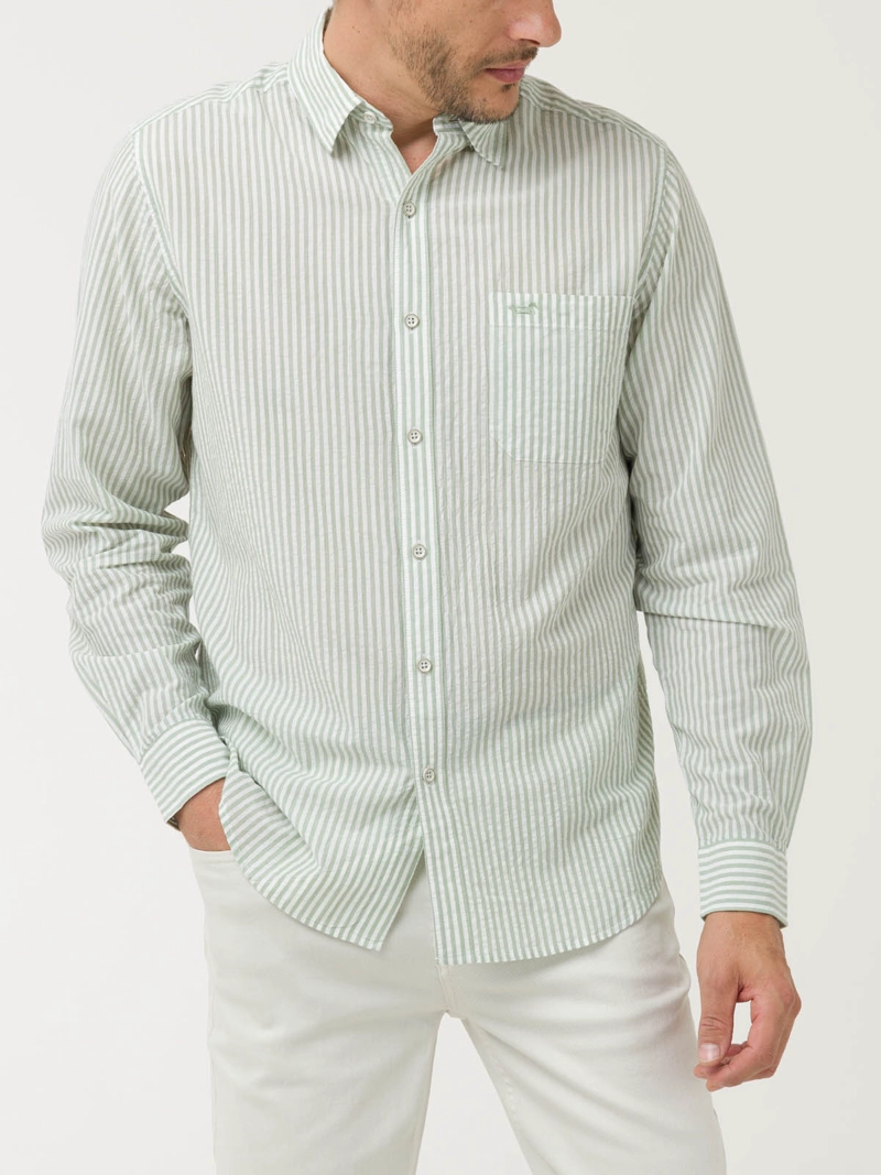 CAMISA ALGODON ORGANICO HOMBRE RAYA VERDE ROCKFORD - 5