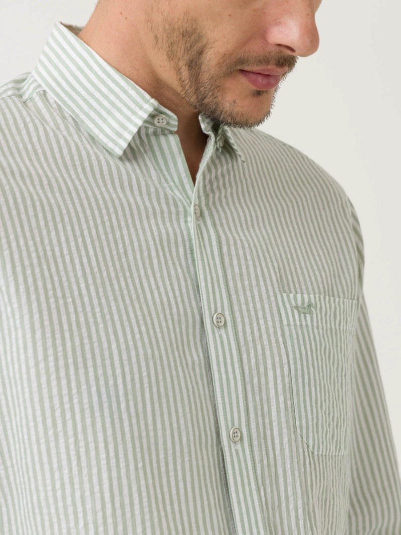 CAMISA ALGODON ORGANICO HOMBRE RAYA VERDE ROCKFORD - 7