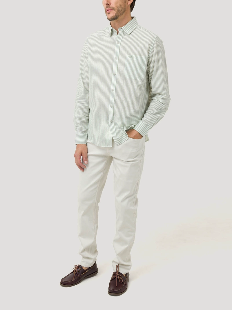 CAMISA ALGODON ORGANICO HOMBRE RAYA VERDE ROCKFORD - 8