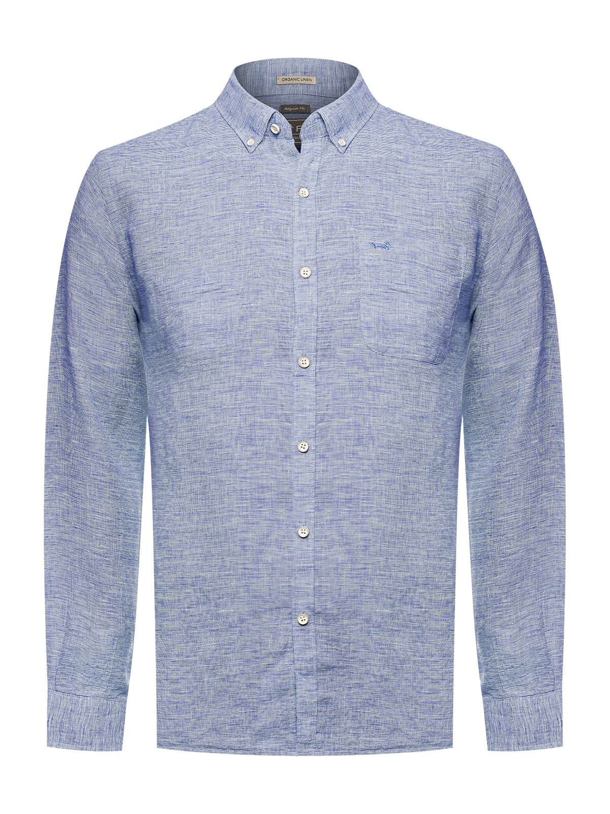 CAMISA LINO ORGÁNICO HOMBRE LINENTEX AZUL ROCKFORD - 1