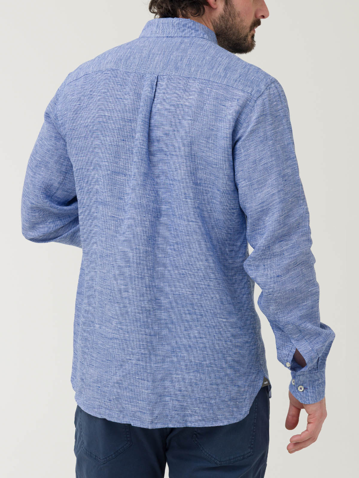 CAMISA LINO ORGÁNICO HOMBRE LINENTEX AZUL ROCKFORD - 6