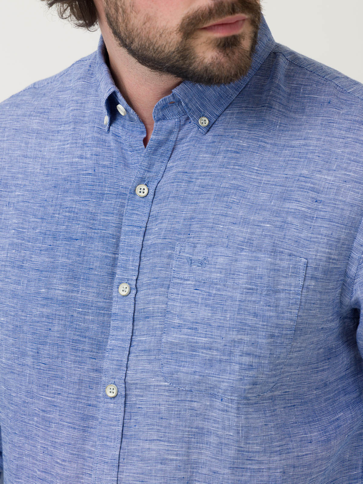 CAMISA LINO ORGÁNICO HOMBRE LINENTEX AZUL ROCKFORD - 7