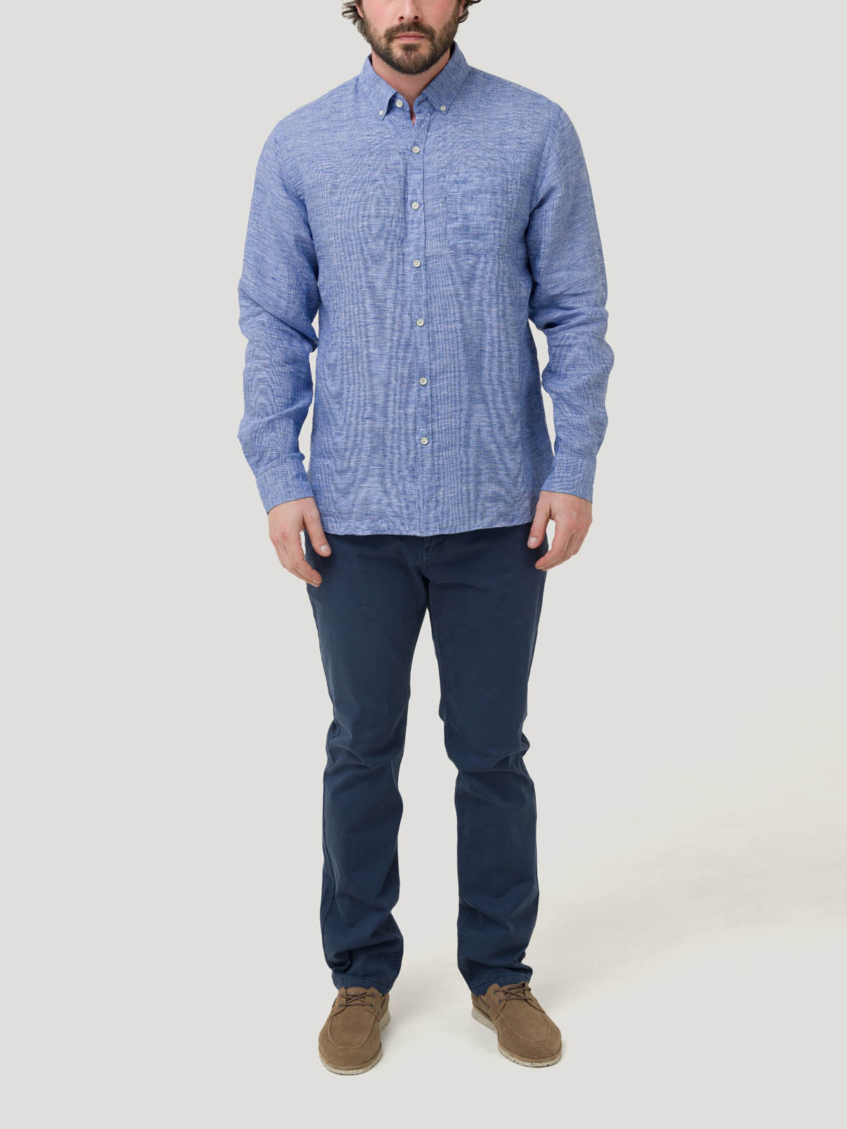 CAMISA LINO ORGÁNICO HOMBRE LINENTEX AZUL ROCKFORD - 8