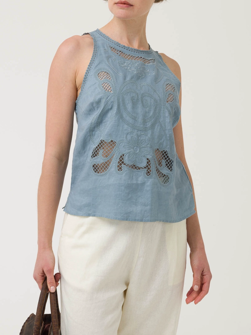 BLUSA LINO ORGANICO MUJER CLEEP GRIS ROCKFORD - 5