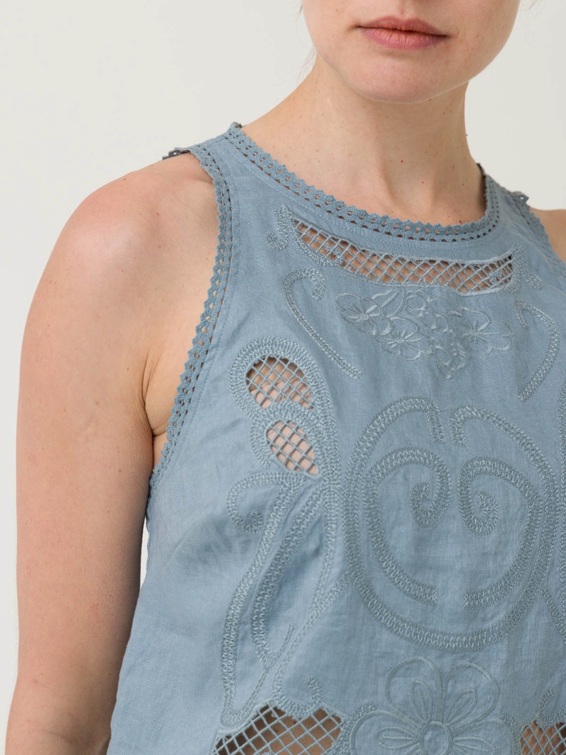 BLUSA LINO ORGANICO MUJER CLEEP GRIS ROCKFORD - 7