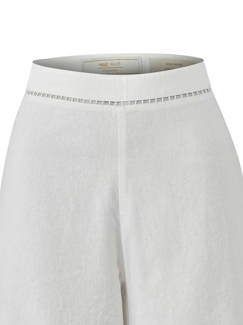 PANTALON LINO ORGANICO MUJER MEKONG BLANCO ROCKFORD - 4