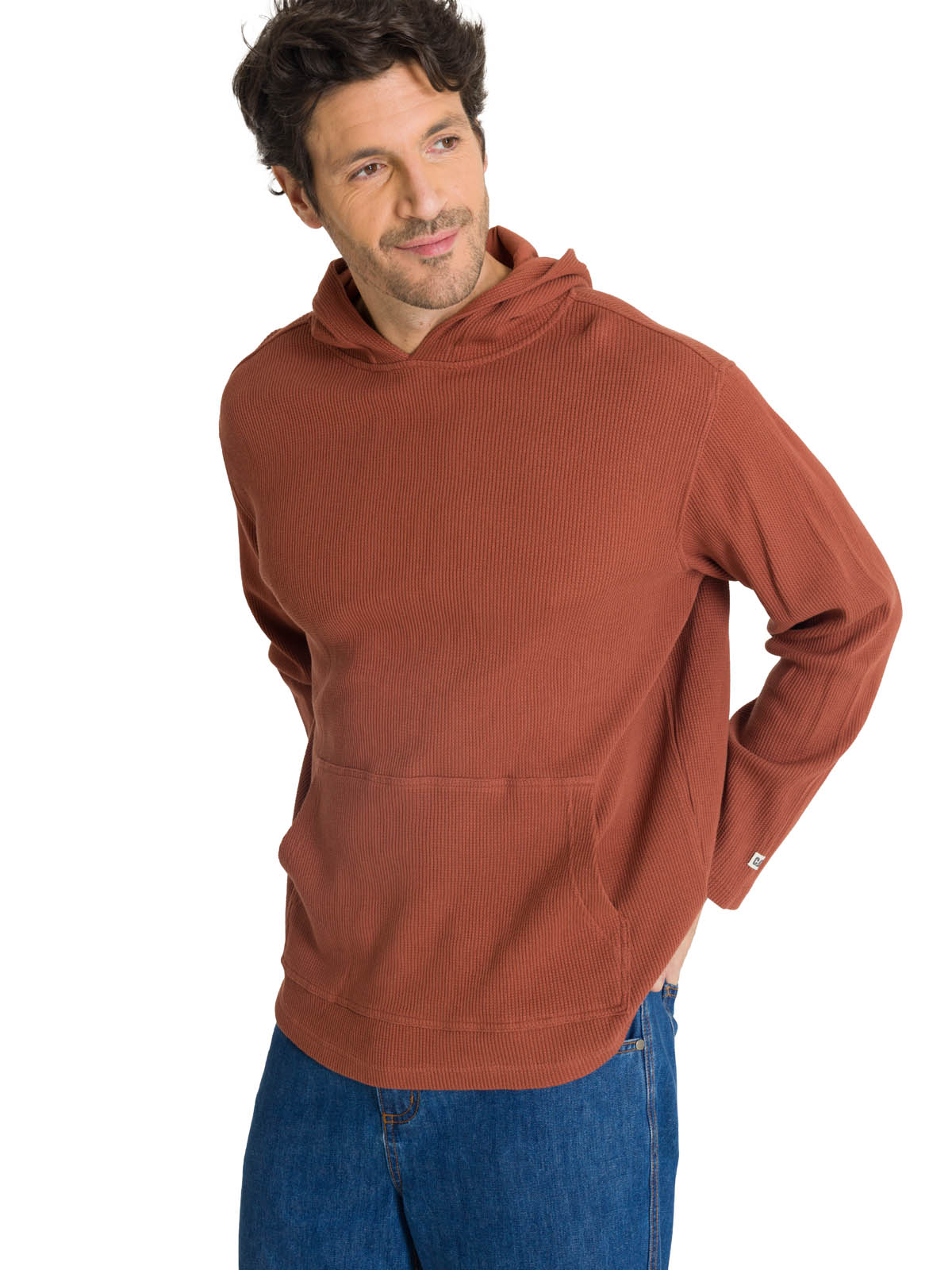 POLERON CON GORRO HOMBRE WAFFLE-KNIT TERRACOTA CAT - 4