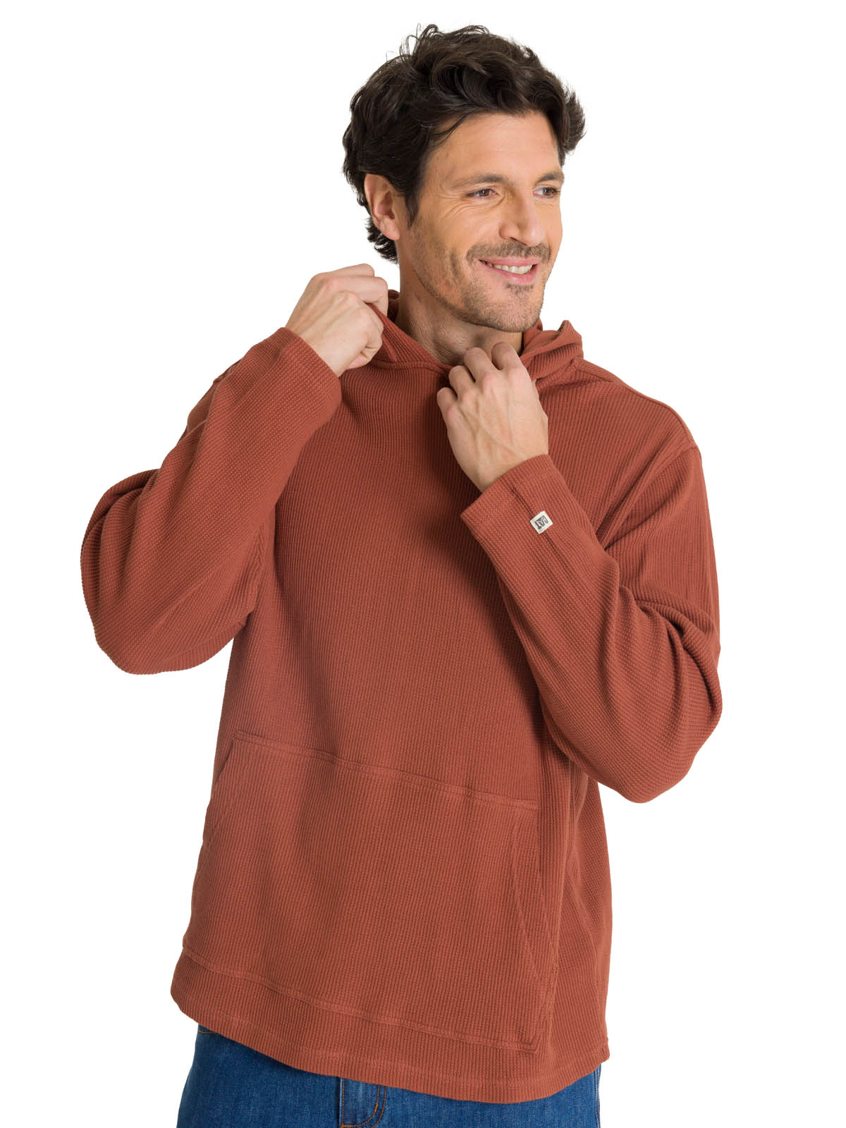 POLERON CON GORRO HOMBRE WAFFLE-KNIT TERRACOTA CAT - 6