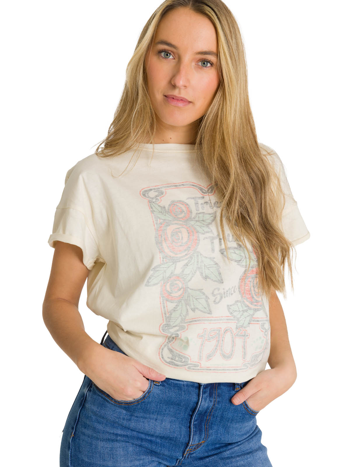 POLERA MANGA CORTA MUJER DISEÑO EN COLOR BLANCO CAT - 4
