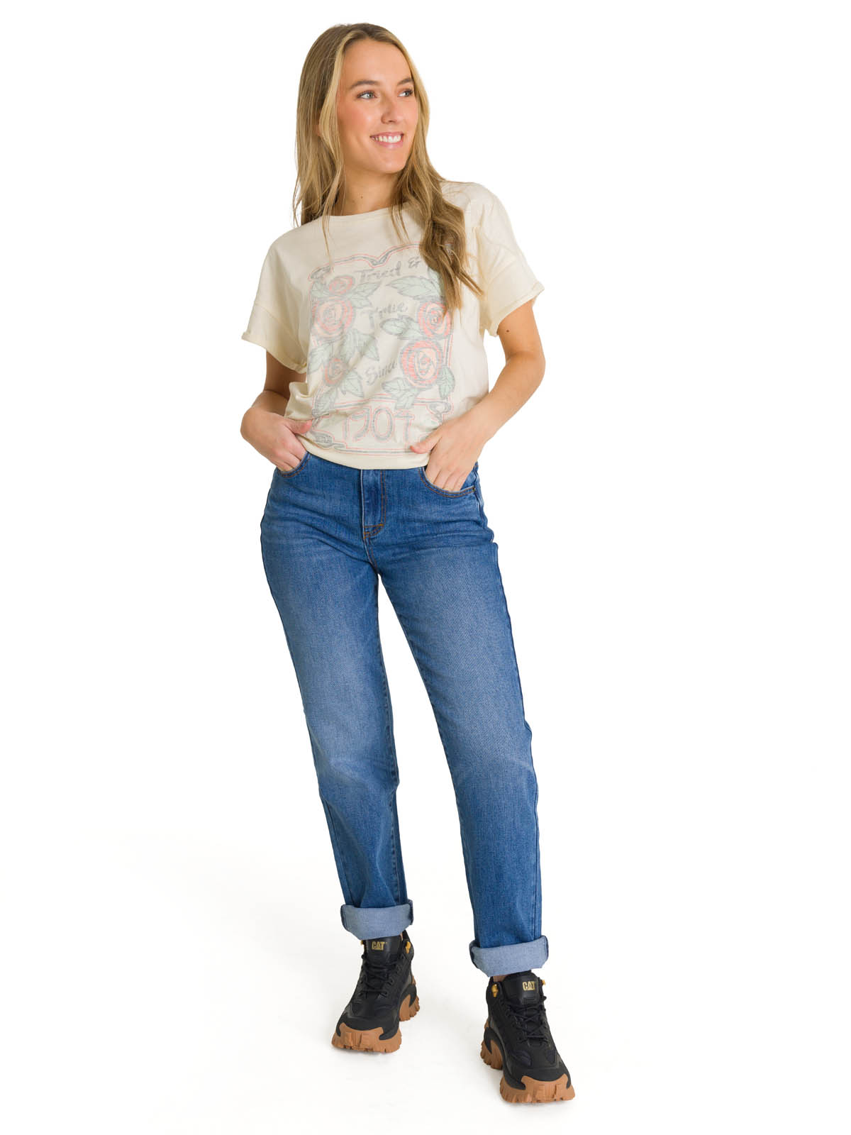 POLERA MANGA CORTA MUJER DISEÑO EN COLOR BLANCO CAT - 7