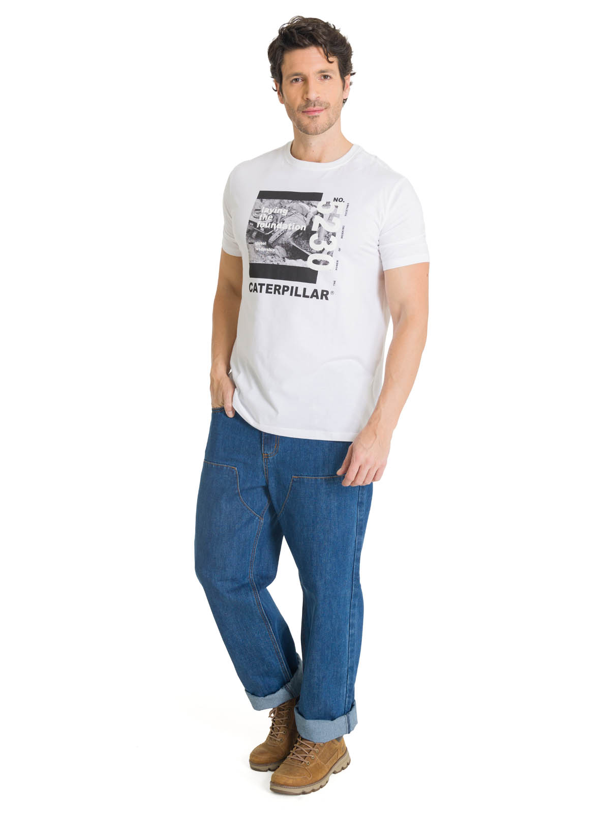 POLERA MANGA CORTA HOMBRE EVERYDAY WORKWEAR BLANCO CAT - 6