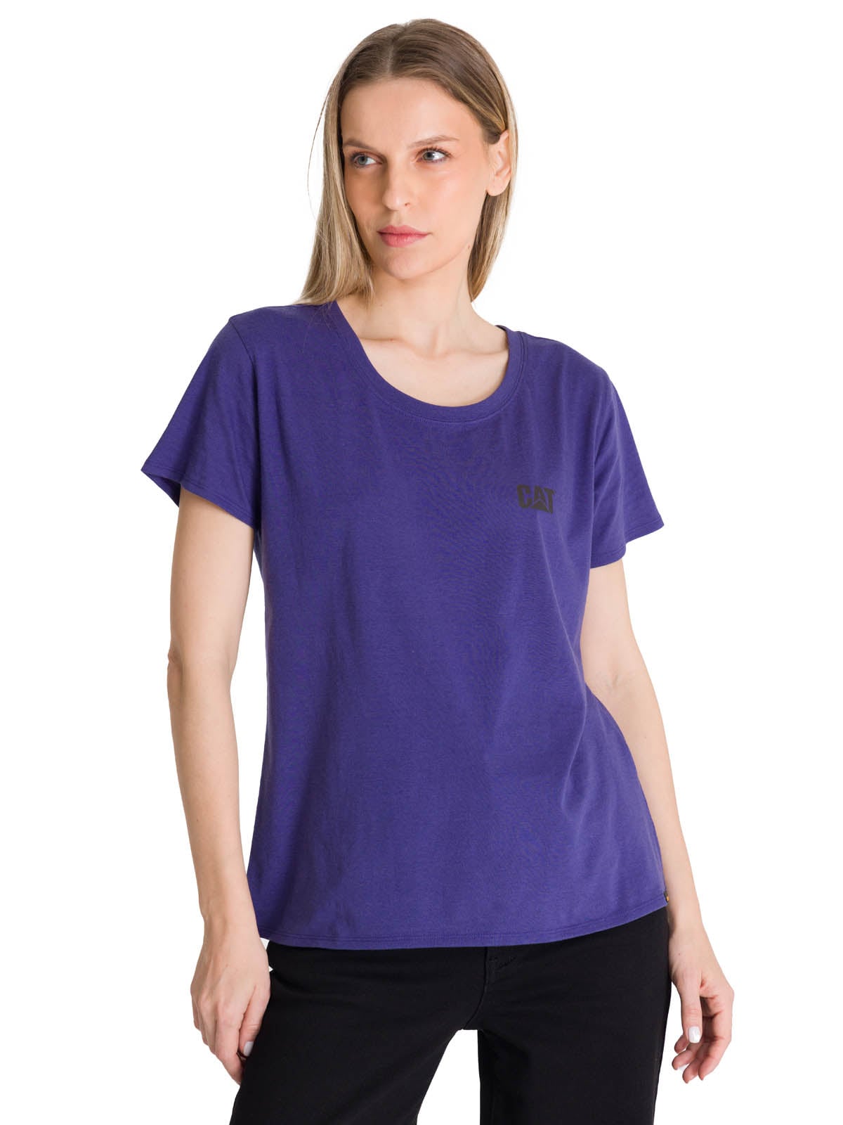 POLERA MANGA CORTA MUJER LOGO AZUL CAT - 1