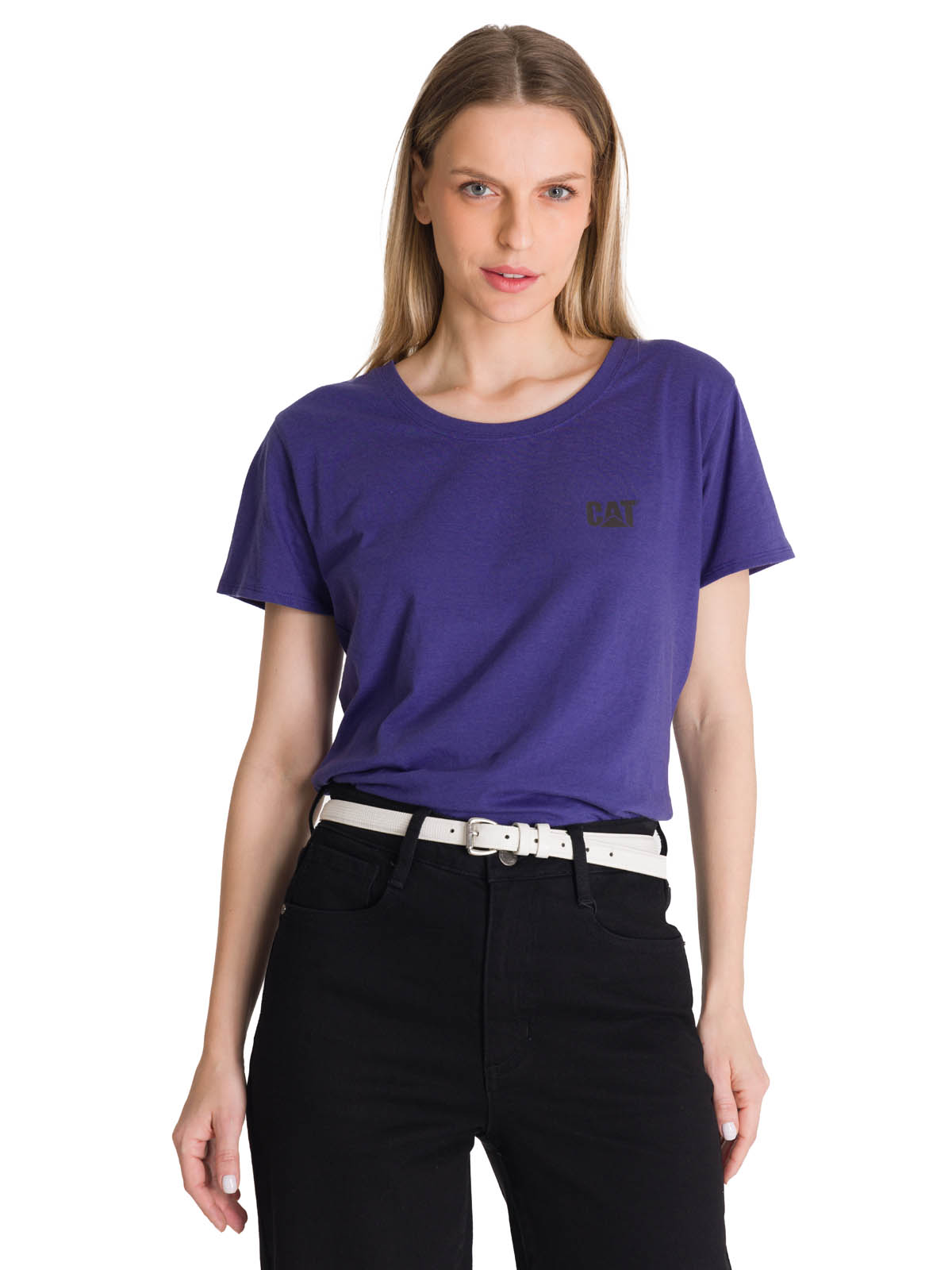 POLERA MANGA CORTA MUJER LOGO AZUL CAT - 2
