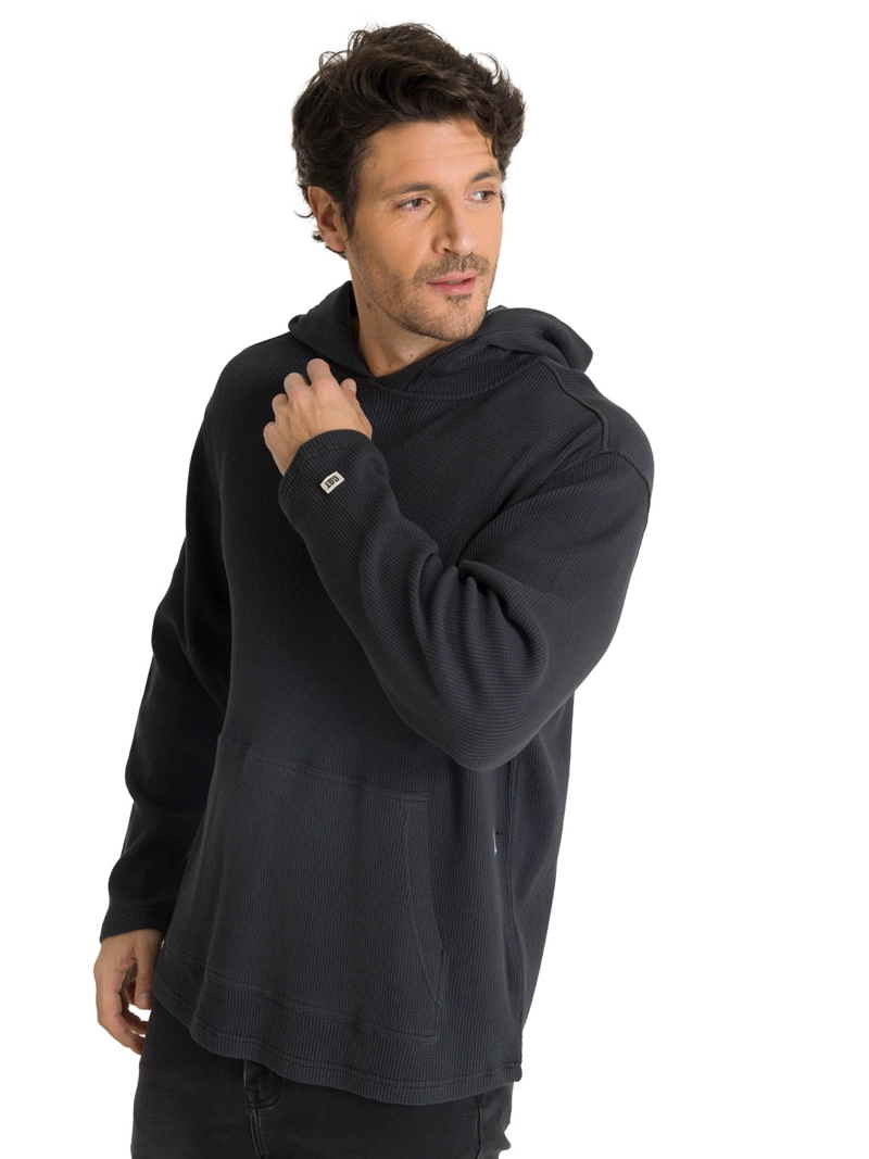 POLERON CON GORRO HOMBRE WAFFLE-KNIT GRAFITO CAT - 1
