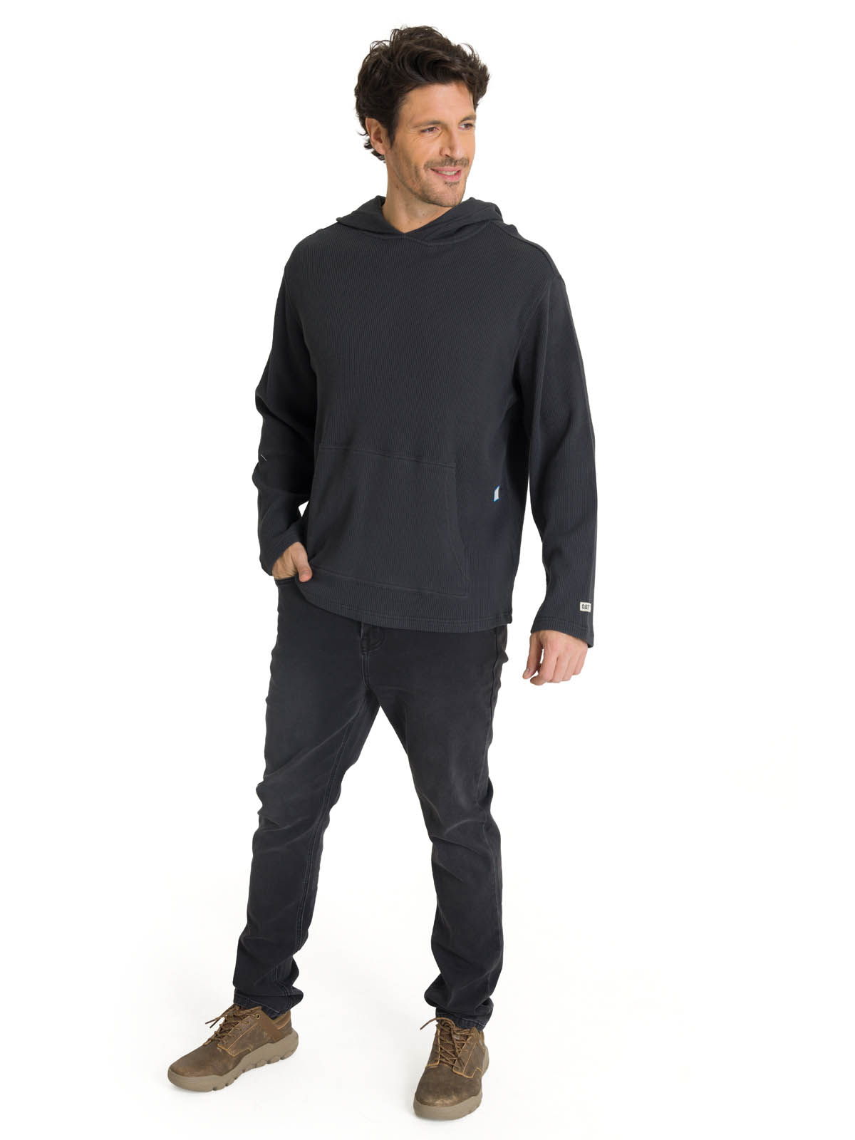 POLERON CON GORRO HOMBRE WAFFLE-KNIT GRAFITO CAT - 6