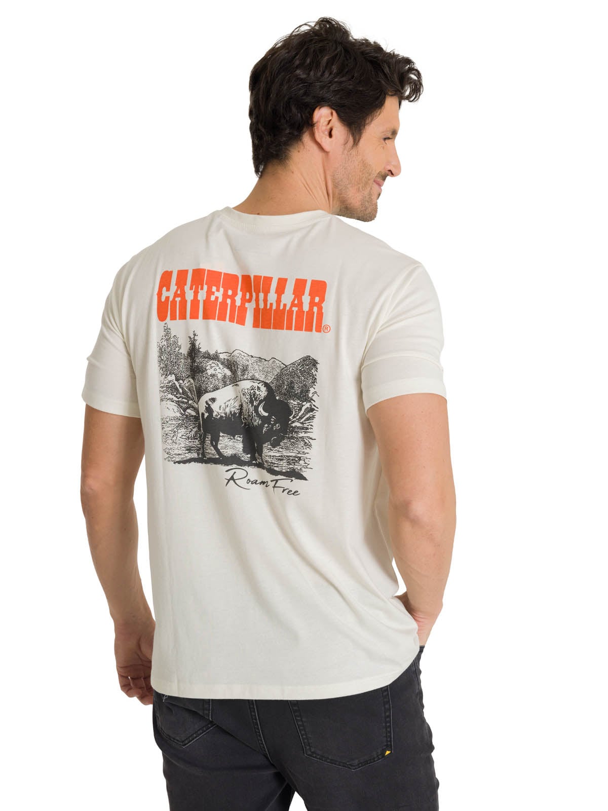 POLERA MANGA CORTA HOMBRE ROAM FREE BISON BLANCO CAT - 4