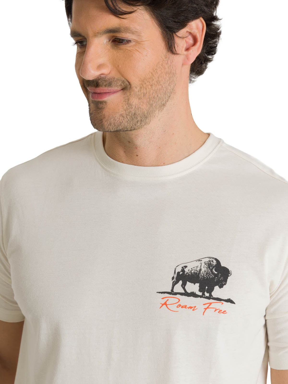 POLERA MANGA CORTA HOMBRE ROAM FREE BISON BLANCO CAT - 5