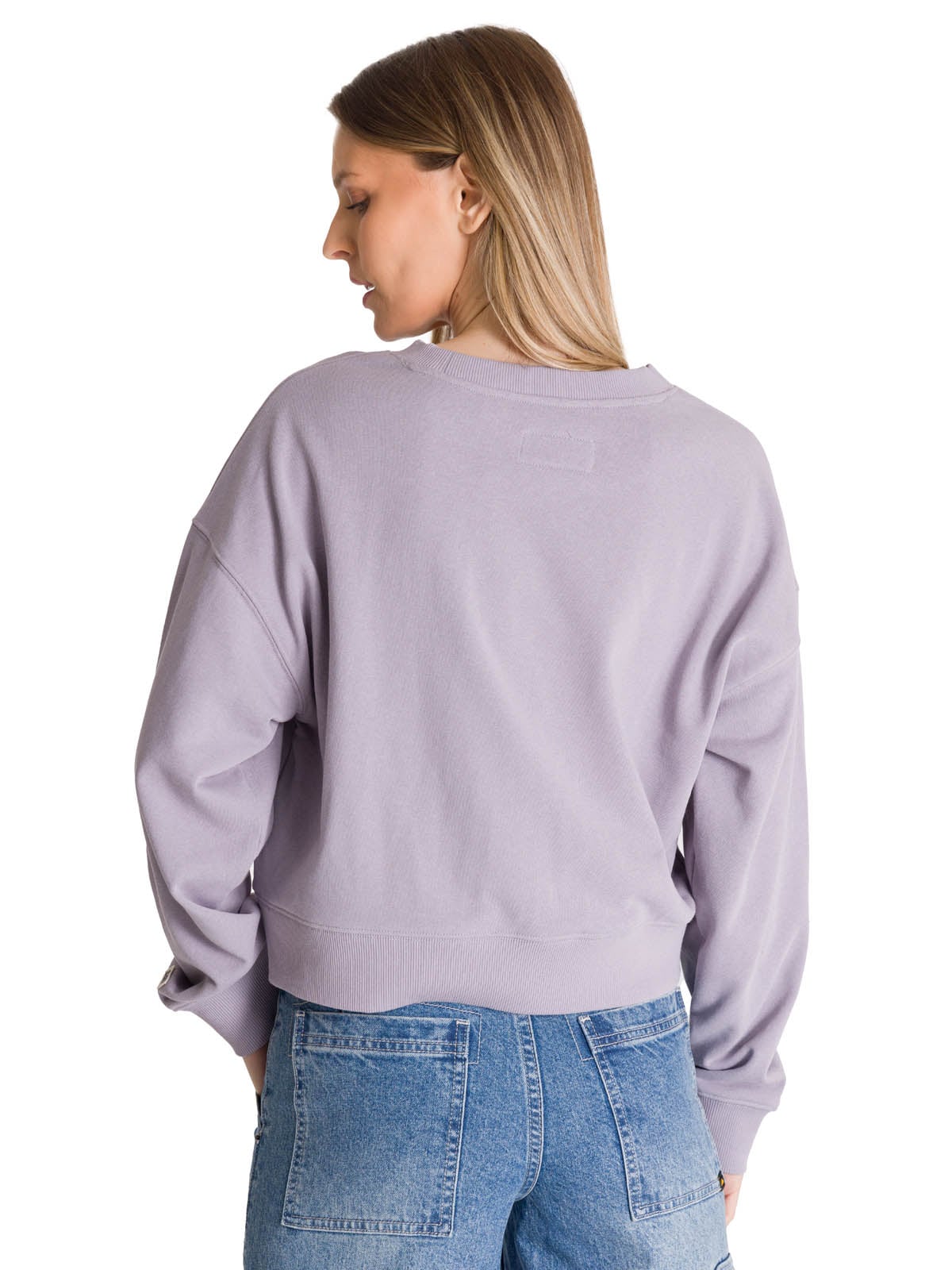 POLERON CREWNECK MUJER RELAXED FRENCH TERRY LILA CAT - 4
