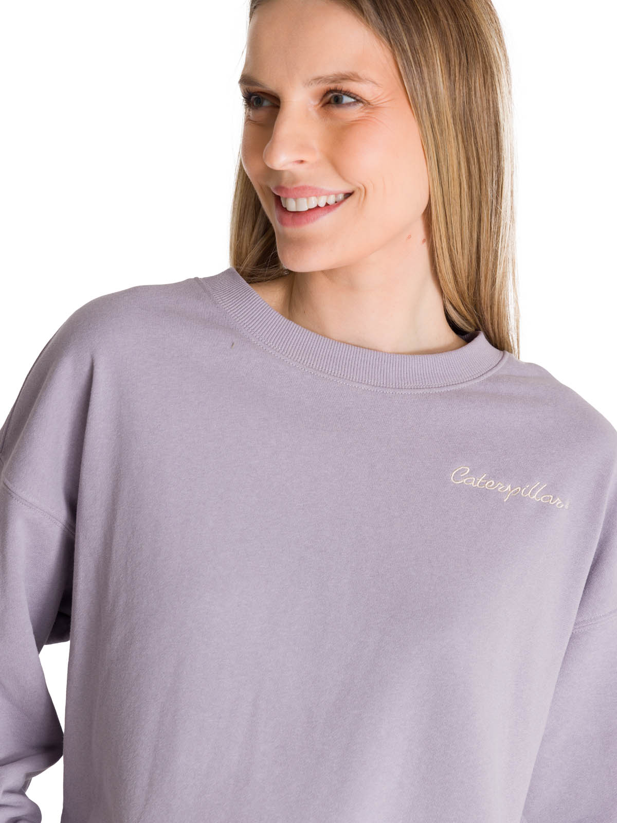 POLERON CREWNECK MUJER RELAXED FRENCH TERRY LILA CAT - 5
