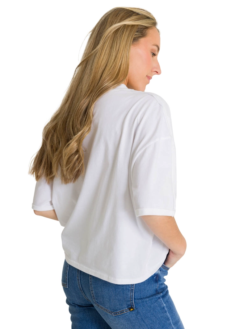POLERA MANGA CORTA OVERSIZE MUJER DISEÑO EN COLOR BLANCO CAT - 4