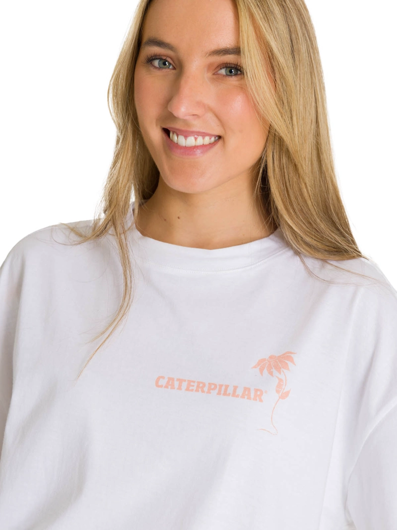 POLERA MANGA CORTA OVERSIZE MUJER DISEÑO EN COLOR BLANCO CAT - 5